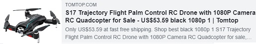 S17 Trajectory Flight Palm Control RC Drone con cámara 1080P RC Quadcopter Cupón: HYSTFY Precio: $ 52.29